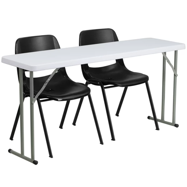 18-x-60-Plastic-Folding-Training-Table-Set-with-2-Black-Plastic-Stack-Chairs-by-Flash-Furniture
