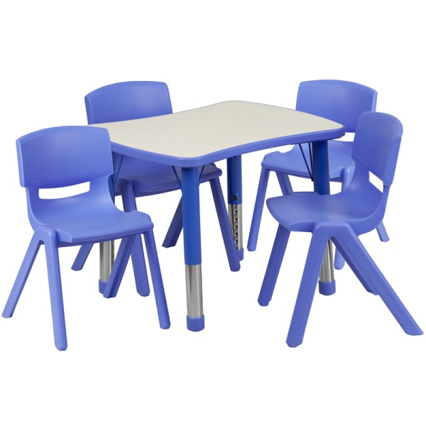 21.875W-x-26.625L-Rectangular-Blue-Plastic-Height-Adjustable-Activity-Table-Set-with-4-Chairs-by-Flash-Furniture