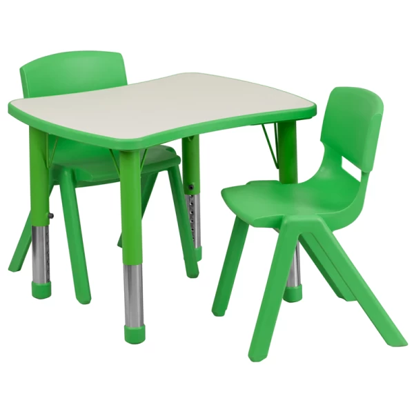 21.875W-x-26.625L-Rectangular-Green-Plastic-Height-Adjustable-Activity-Table-Set-with-2-Chairs-by-Flash-Furniture