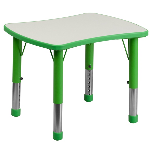 21.875W-x-26.625L-Rectangular-Green-Plastic-Height-Adjustable-Activity-Table-with-Grey-Top-by-Flash-Furniture