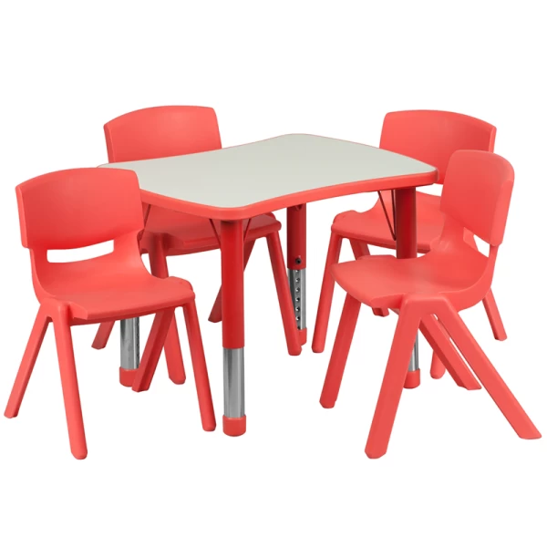21.875W-x-26.625L-Rectangular-Red-Plastic-Height-Adjustable-Activity-Table-Set-with-4-Chairs-by-Flash-Furniture