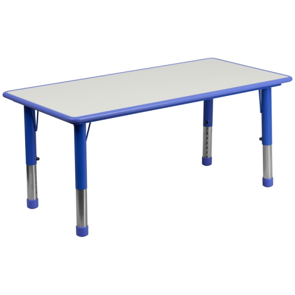 23.625W-x-47.25L-Rectangular-Blue-Plastic-Height-Adjustable-Activity-Table-with-Grey-Top-by-Flash-Furniture