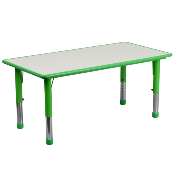 23.625W-x-47.25L-Rectangular-Green-Plastic-Height-Adjustable-Activity-Table-with-Grey-Top-by-Flash-Furniture