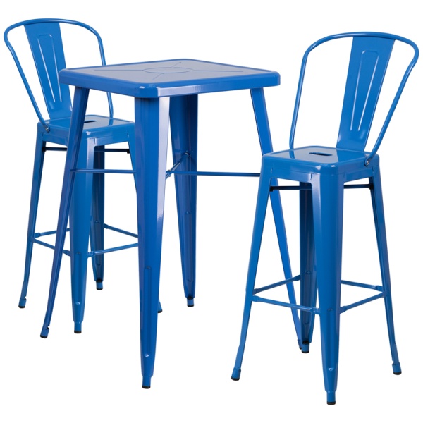 23.75-Square-Blue-Metal-Indoor-Outdoor-Bar-Table-Set-with-2-Stools-with-Backs-by-Flash-Furniture