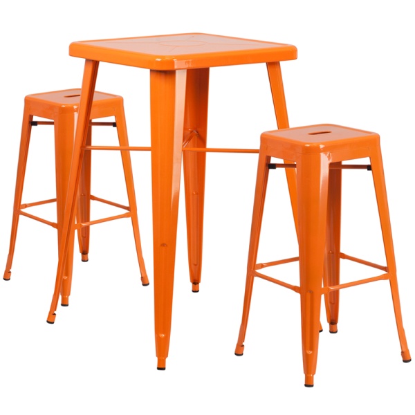23.75-Square-Orange-Metal-Indoor-Outdoor-Bar-Table-Set-with-2-Square-Seat-Backless-Stools-by-Flash-Furniture