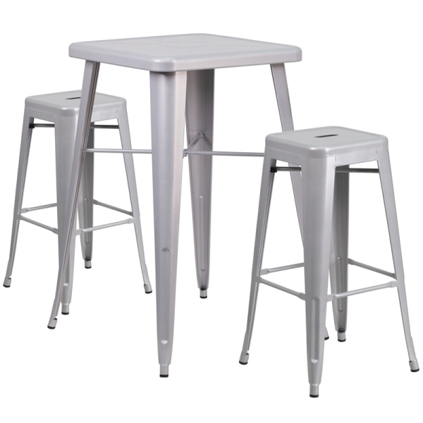 23.75-Square-Silver-Metal-Indoor-Outdoor-Bar-Table-Set-with-2-Square-Seat-Backless-Stools-by-Flash-Furniture