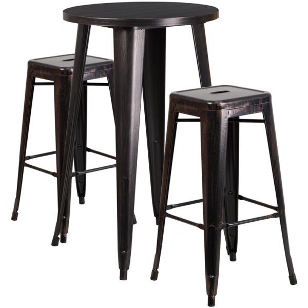 24-Round-Black-Antique-Gold-Metal-Indoor-Outdoor-Bar-Table-Set-with-2-Square-Seat-Backless-Stools-by-Flash-Furniture