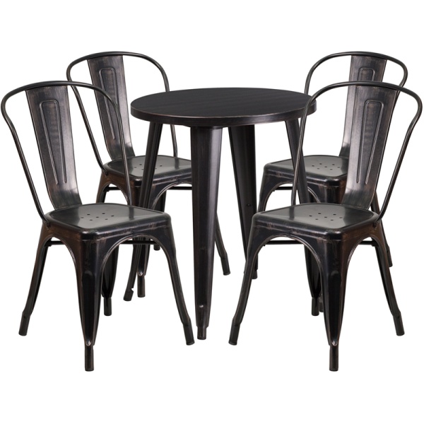 24-Round-Black-Antique-Gold-Metal-Indoor-Outdoor-Table-Set-with-4-Cafe-Chairs-by-Flash-Furniture