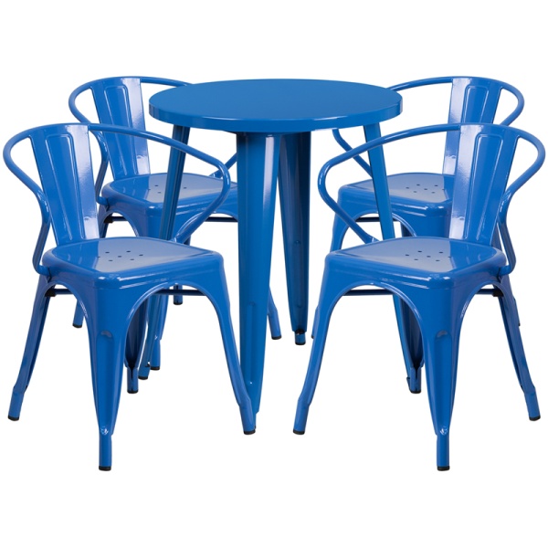 24-Round-Blue-Metal-Indoor-Outdoor-Table-Set-with-4-Arm-Chairs-by-Flash-Furniture