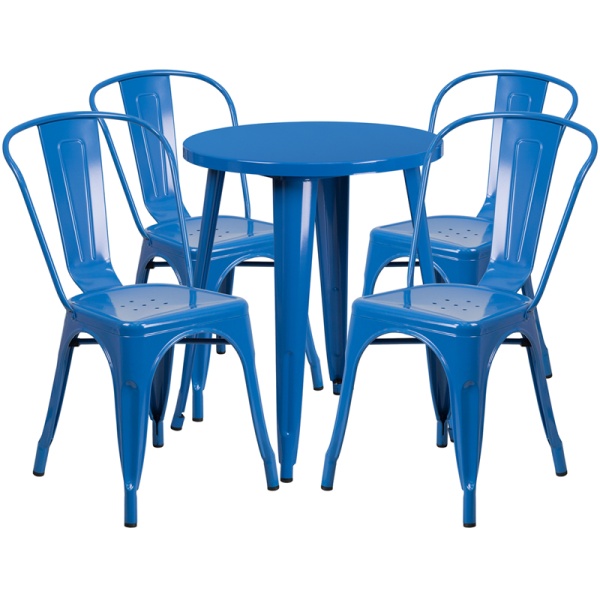 24-Round-Blue-Metal-Indoor-Outdoor-Table-Set-with-4-Cafe-Chairs-by-Flash-Furniture