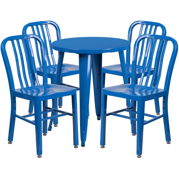 24-Round-Blue-Metal-Indoor-Outdoor-Table-Set-with-4-Vertical-Slat-Back-Chairs-by-Flash-Furniture