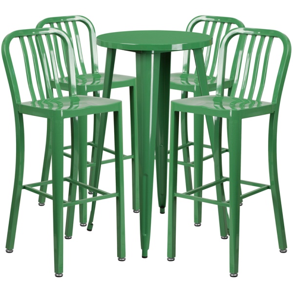 24-Round-Green-Metal-Indoor-Outdoor-Bar-Table-Set-with-4-Vertical-Slat-Back-Stools-by-Flash-Furniture