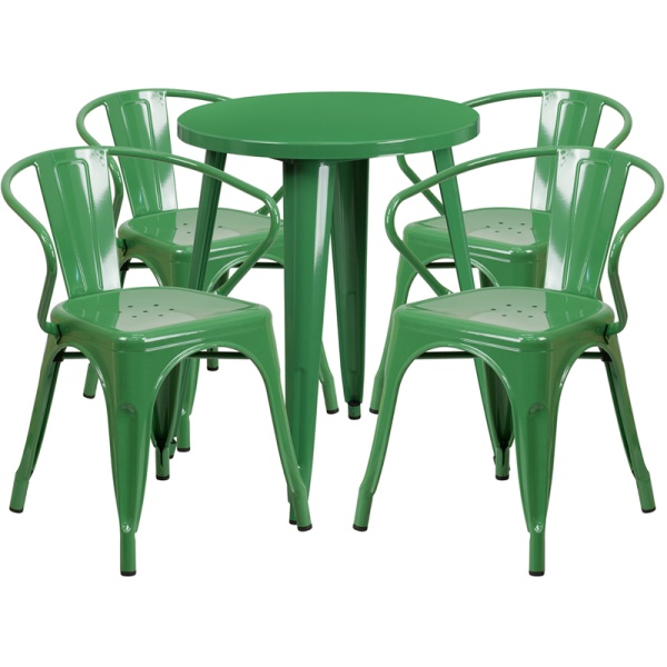 24-Round-Green-Metal-Indoor-Outdoor-Table-Set-with-4-Arm-Chairs-by-Flash-Furniture