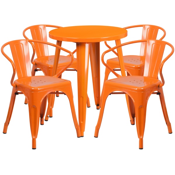 24-Round-Orange-Metal-Indoor-Outdoor-Table-Set-with-4-Arm-Chairs-by-Flash-Furniture