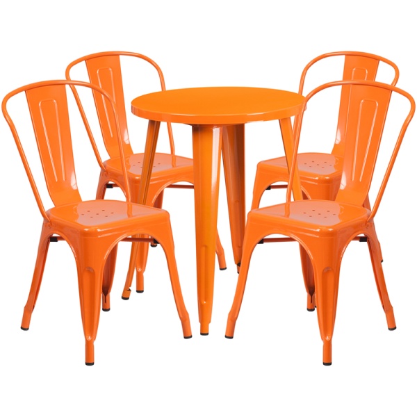 24-Round-Orange-Metal-Indoor-Outdoor-Table-Set-with-4-Cafe-Chairs-by-Flash-Furniture