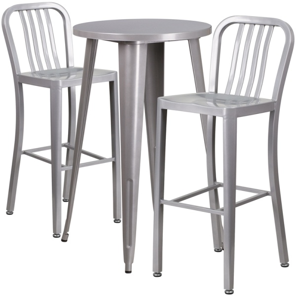 24-Round-Silver-Metal-Indoor-Outdoor-Bar-Table-Set-with-2-Vertical-Slat-Back-Stools-by-Flash-Furniture