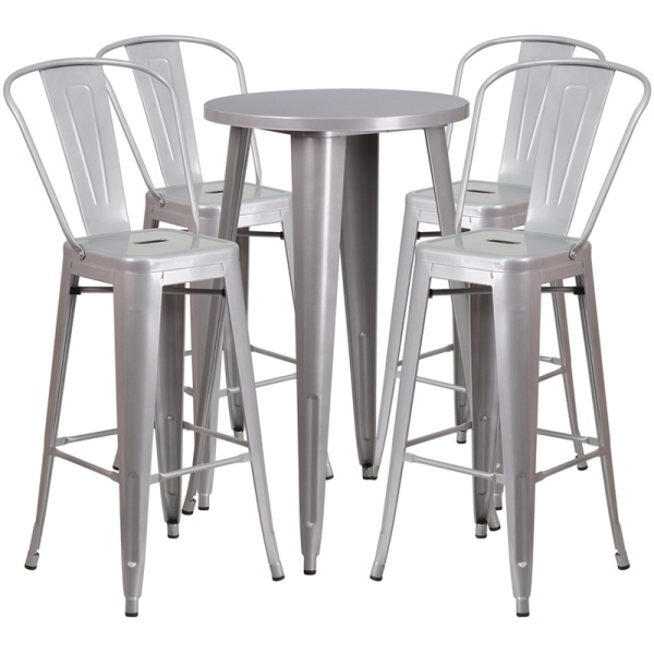 24-Round-Silver-Metal-Indoor-Outdoor-Bar-Table-Set-with-4-Cafe-Stools-by-Flash-Furniture
