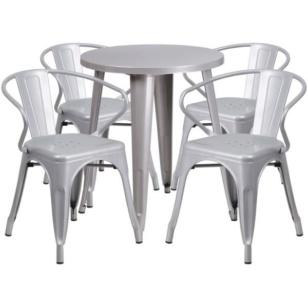 24-Round-Silver-Metal-Indoor-Outdoor-Table-Set-with-4-Arm-Chairs-by-Flash-Furniture