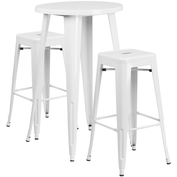 24-Round-White-Metal-Indoor-Outdoor-Bar-Table-Set-with-2-Square-Seat-Backless-Stools-by-Flash-Furniture
