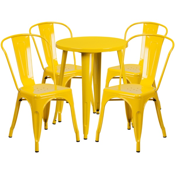 24-Round-Yellow-Metal-Indoor-Outdoor-Table-Set-with-4-Cafe-Chairs-by-Flash-Furniture