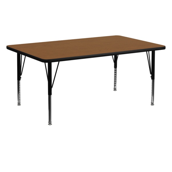 24W-x-60L-Rectangular-Oak-HP-Laminate-Activity-Table-Height-Adjustable-Short-Legs-by-Flash-Furniture