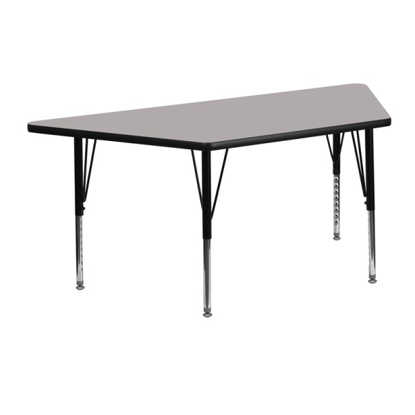 25.5W-x-46.25L-Trapezoid-Grey-HP-Laminate-Activity-Table-Height-Adjustable-Short-Legs-by-Flash-Furniture