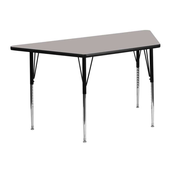 25.5W-x-46.25L-Trapezoid-Grey-HP-Laminate-Activity-Table-Standard-Height-Adjustable-Legs-by-Flash-Furniture