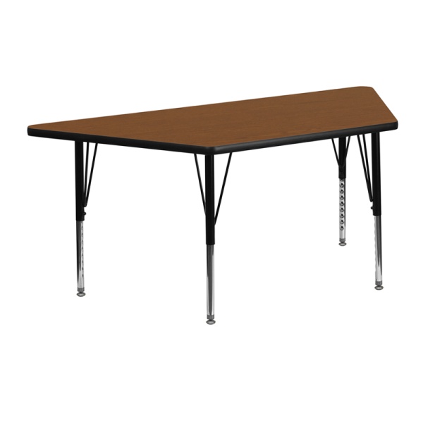 25.5W-x-46.25L-Trapezoid-Oak-HP-Laminate-Activity-Table-Height-Adjustable-Short-Legs-by-Flash-Furniture