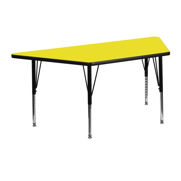 25.5W-x-46.25L-Trapezoid-Yellow-HP-Laminate-Activity-Table-Height-Adjustable-Short-Legs-by-Flash-Furniture