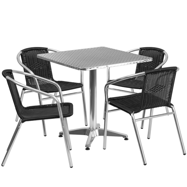 27.5-Square-Aluminum-Indoor-Outdoor-Table-Set-with-4-Black-Rattan-Chairs-by-Flash-Furniture
