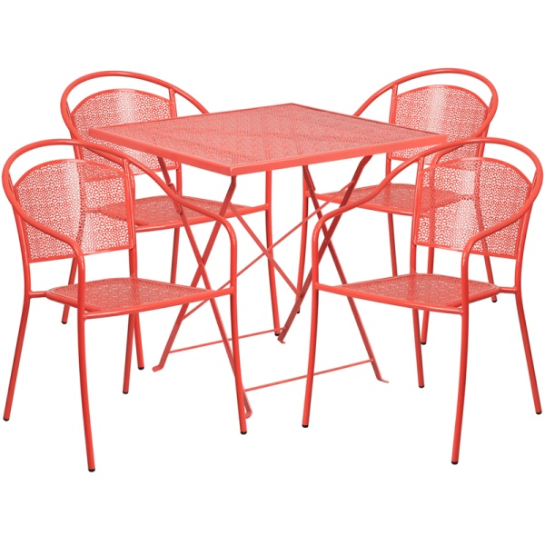 28-Square-Coral-Indoor-Outdoor-Steel-Folding-Patio-Table-Set-with-4-Round-Back-Chairs-by-Flash-Furniture