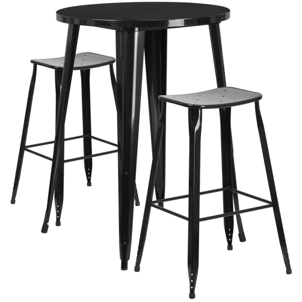 30-Round-Black-Metal-Indoor-Outdoor-Bar-Table-Set-with-2-Saddle-Seat-Stools-by-Flash-Furniture
