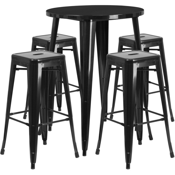 30-Round-Black-Metal-Indoor-Outdoor-Bar-Table-Set-with-4-Square-Seat-Backless-Stools-by-Flash-Furniture