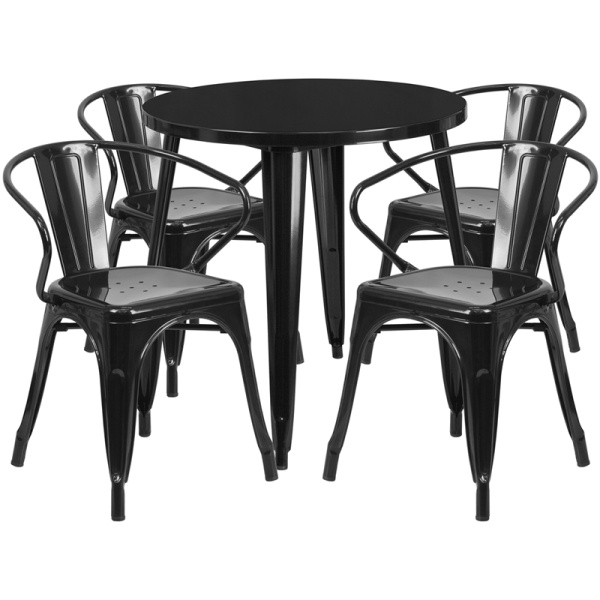 30-Round-Black-Metal-Indoor-Outdoor-Table-Set-with-4-Arm-Chairs-by-Flash-Furniture