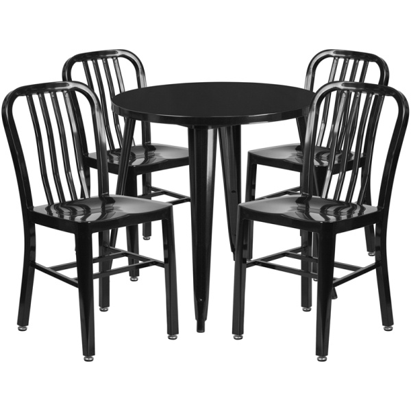 30-Round-Black-Metal-Indoor-Outdoor-Table-Set-with-4-Vertical-Slat-Back-Chairs-by-Flash-Furniture
