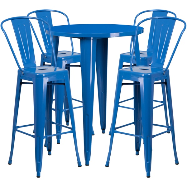 30-Round-Blue-Metal-Indoor-Outdoor-Bar-Table-Set-with-4-Cafe-Stools-by-Flash-Furniture
