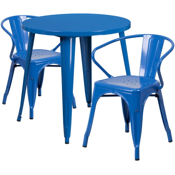 30-Round-Blue-Metal-Indoor-Outdoor-Table-Set-with-2-Arm-Chairs-by-Flash-Furniture