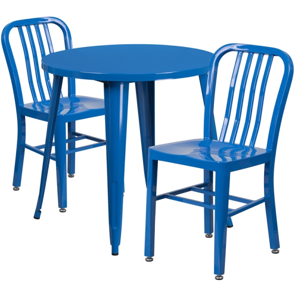 30-Round-Blue-Metal-Indoor-Outdoor-Table-Set-with-2-Vertical-Slat-Back-Chairs-by-Flash-Furniture