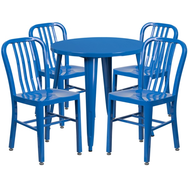 30-Round-Blue-Metal-Indoor-Outdoor-Table-Set-with-4-Vertical-Slat-Back-Chairs-by-Flash-Furniture