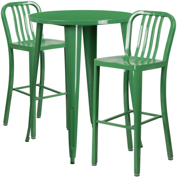 30-Round-Green-Metal-Indoor-Outdoor-Bar-Table-Set-with-2-Vertical-Slat-Back-Stools-by-Flash-Furniture
