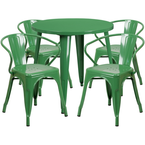 30-Round-Green-Metal-Indoor-Outdoor-Table-Set-with-4-Arm-Chairs-by-Flash-Furniture