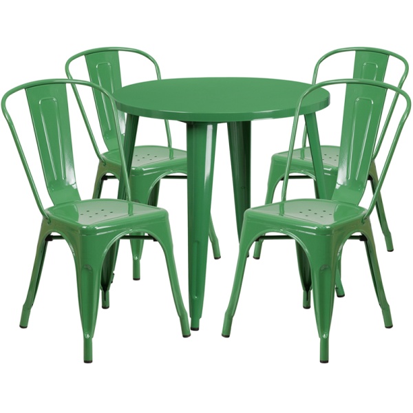 30-Round-Green-Metal-Indoor-Outdoor-Table-Set-with-4-Cafe-Chairs-by-Flash-Furniture
