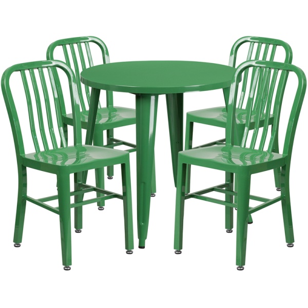 30-Round-Green-Metal-Indoor-Outdoor-Table-Set-with-4-Vertical-Slat-Back-Chairs-by-Flash-Furniture