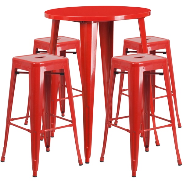 30-Round-Red-Metal-Indoor-Outdoor-Bar-Table-Set-with-4-Square-Seat-Backless-Stools-by-Flash-Furniture