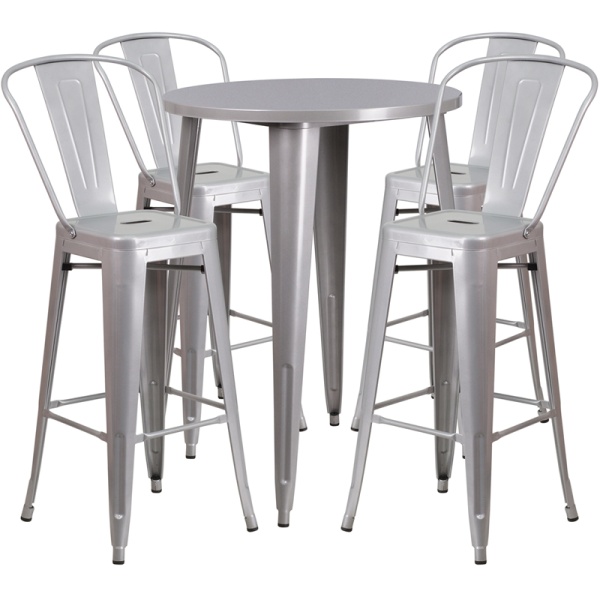 30-Round-Silver-Metal-Indoor-Outdoor-Bar-Table-Set-with-4-Cafe-Stools-by-Flash-Furniture