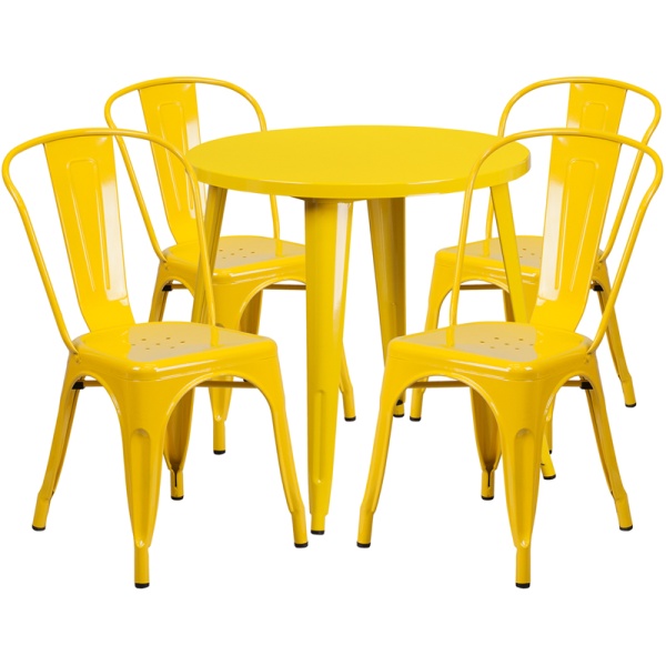 30-Round-Yellow-Metal-Indoor-Outdoor-Table-Set-with-4-Cafe-Chairs-by-Flash-Furniture