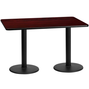 30'' x 60'' Rectangular Mahogany Laminate Table Top with 18'' Round Table Height Bases - by Flash Furniture