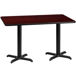 30'' x 60'' Rectangular Mahogany Laminate Table Top with 22'' x 22'' Table Height Bases - by Flash Furniture