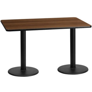 30'' x 60'' Rectangular Walnut Laminate Table Top with 18'' Round Table Height Bases - by Flash Furniture