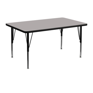 30''W x 48''L Rectangular Grey HP Laminate Activity Table - Height Adjustable Short Legs - by Flash Furniture